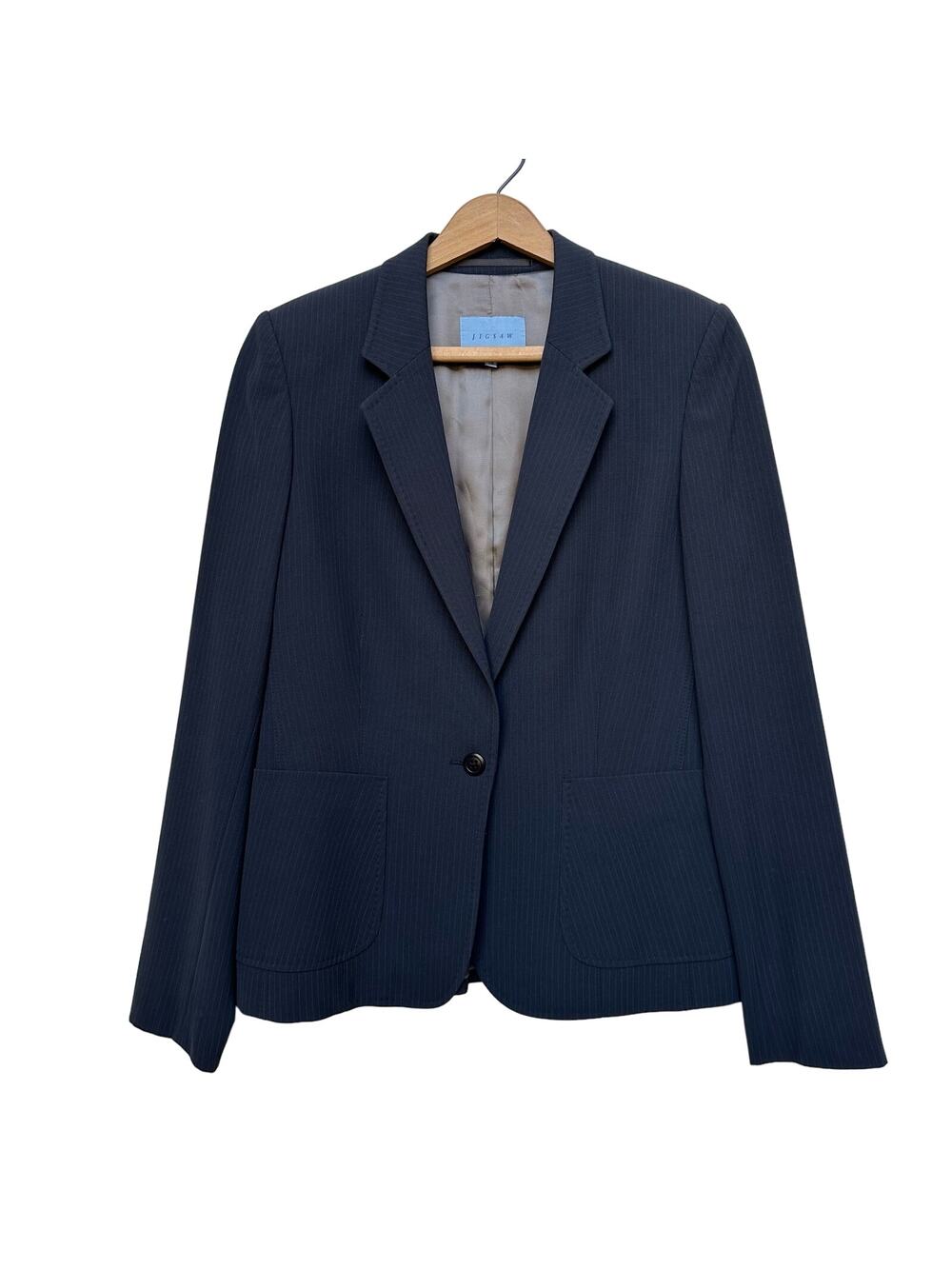 Jigsaw Dark Grey Pinstripe Blazer - Size 12